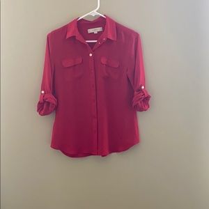 Ann Taylor Loft Button Up Red Blouse